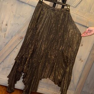 Free People Asymmetrical Black and Gold Skirt